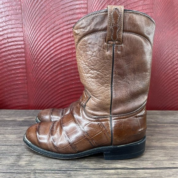 EL BUITRE VIERI Boots Hornback Crocodile Western Cowboy brown WMS Mex 26.5 US 10 - Picture 2 of 9